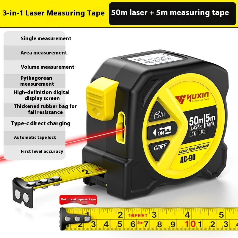 3-in-1 Precision Laser Tape Measure | Infrared Distance + Standard Tape